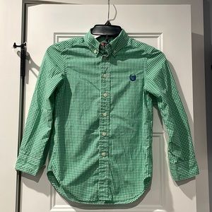 Chaps Boys green plaid button up